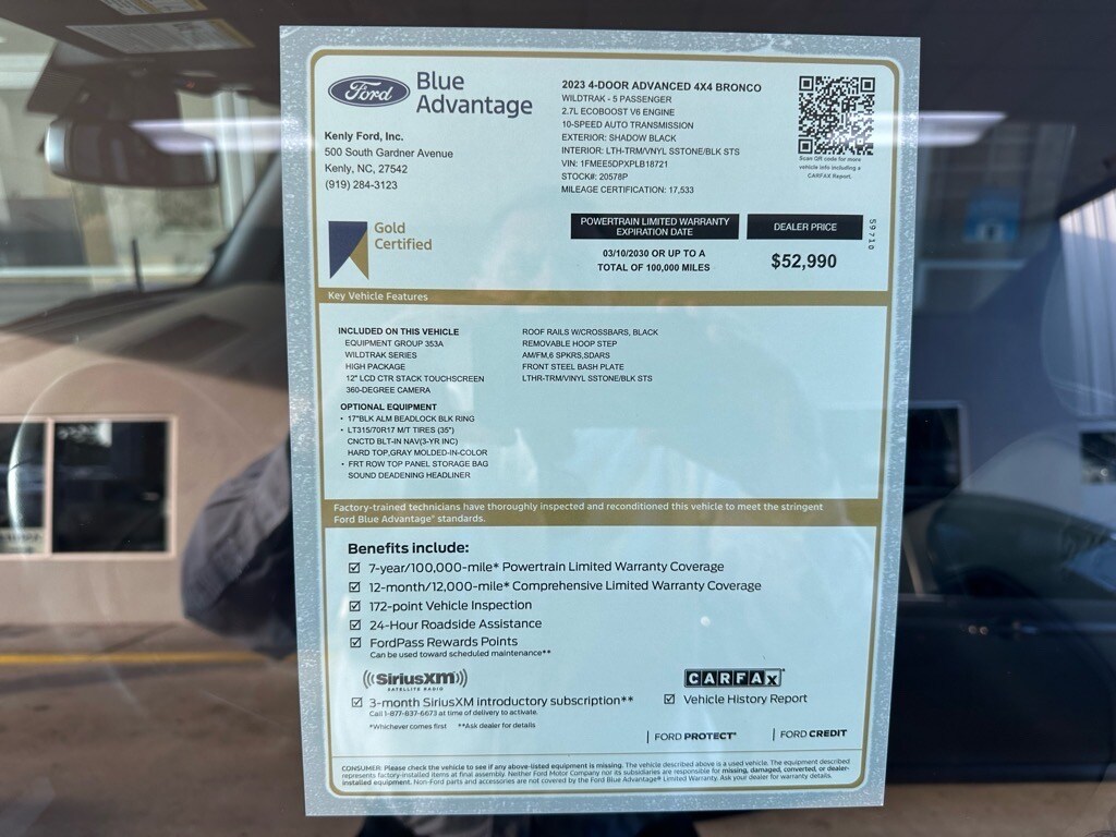 Certified 2023 Ford Bronco Wildtrak Advanced 4x4 Wildtrak Advanced SUV