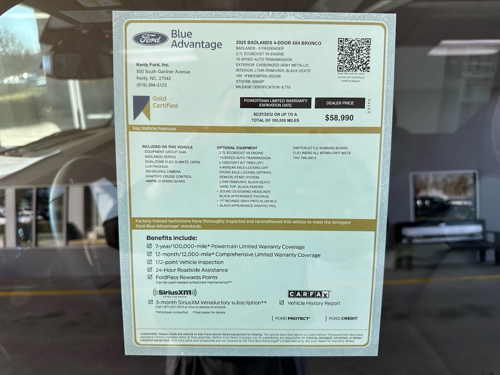 Certified 2025 Ford Bronco Badlands 4x4 Badlands SUV