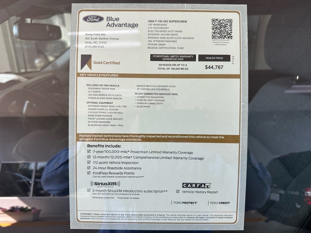 Certified 2024 Ford F-150 XLT 4x2 XLT SuperCrew 5.5 ft. SB