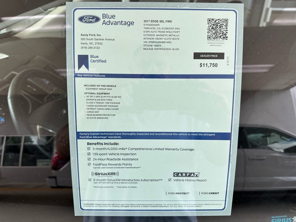 Certified 2017 Ford Edge SEL SEL Crossover