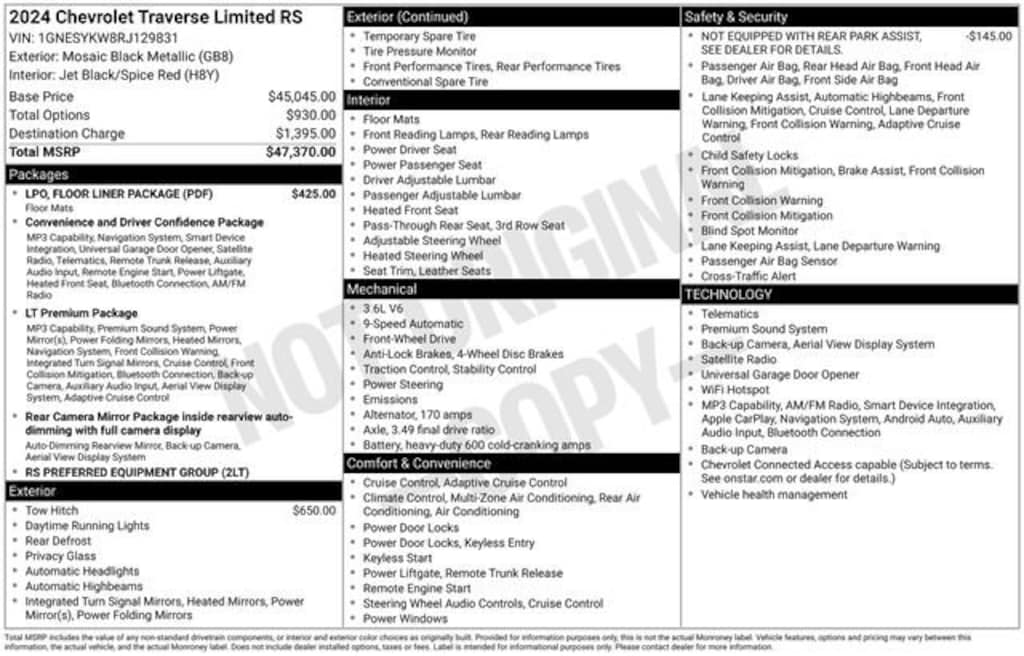 Used 2024 Chevrolet Traverse Limited RS SUV