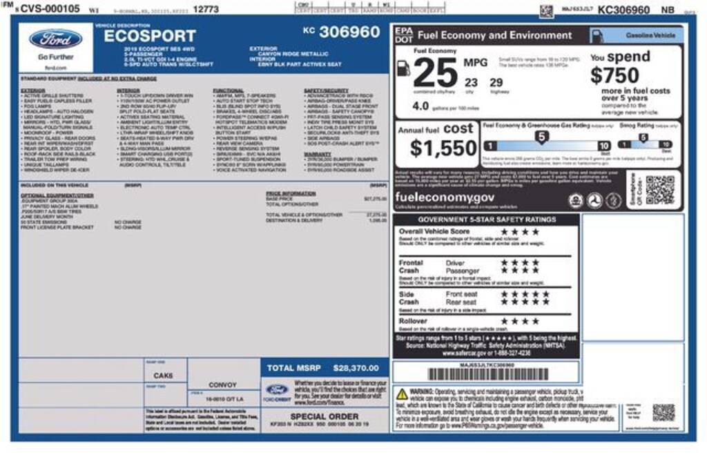 Used 2019 Ford EcoSport SES SUV