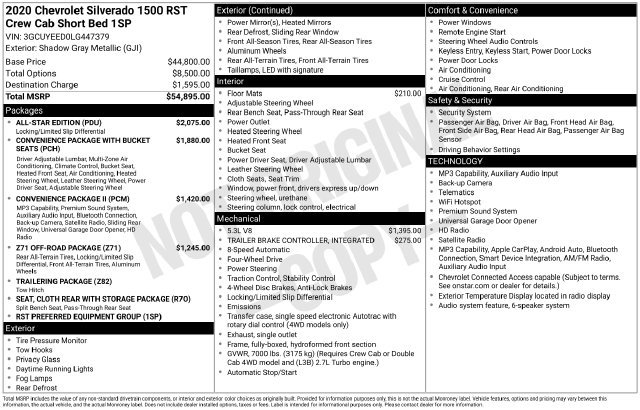 Used 2020 Chevrolet Silverado 1500 RST Truck Crew Cab