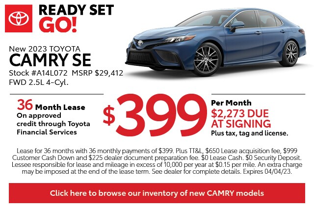 New 2023 Toyota Camry SE: $399 per month