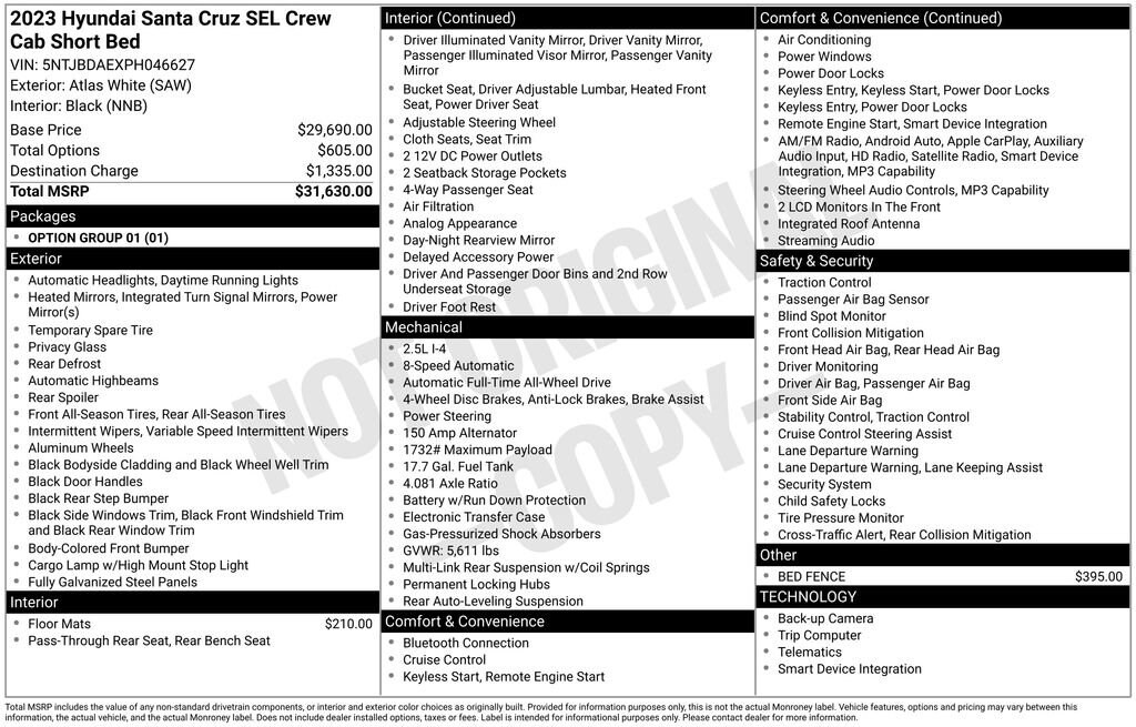 Used 2023 Hyundai Santa Cruz SEL Truck