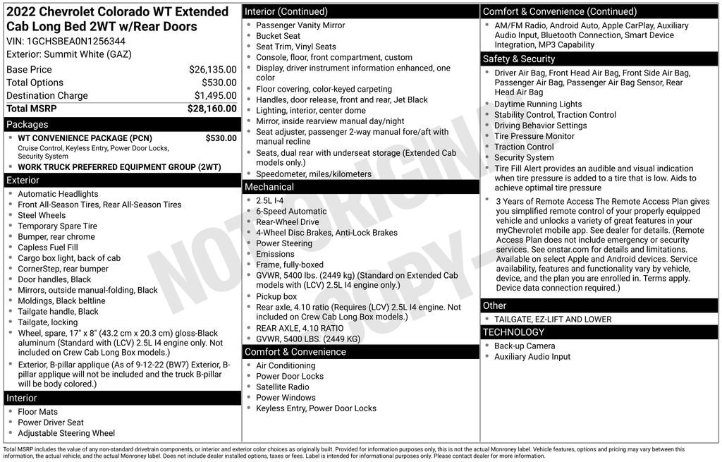 Used 2022 Chevrolet Colorado WT Truck