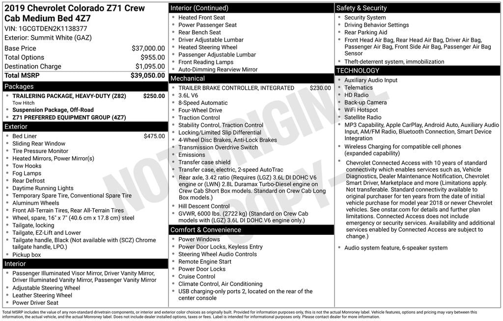 Used 2019 Chevrolet Colorado 4WD Z71 Truck