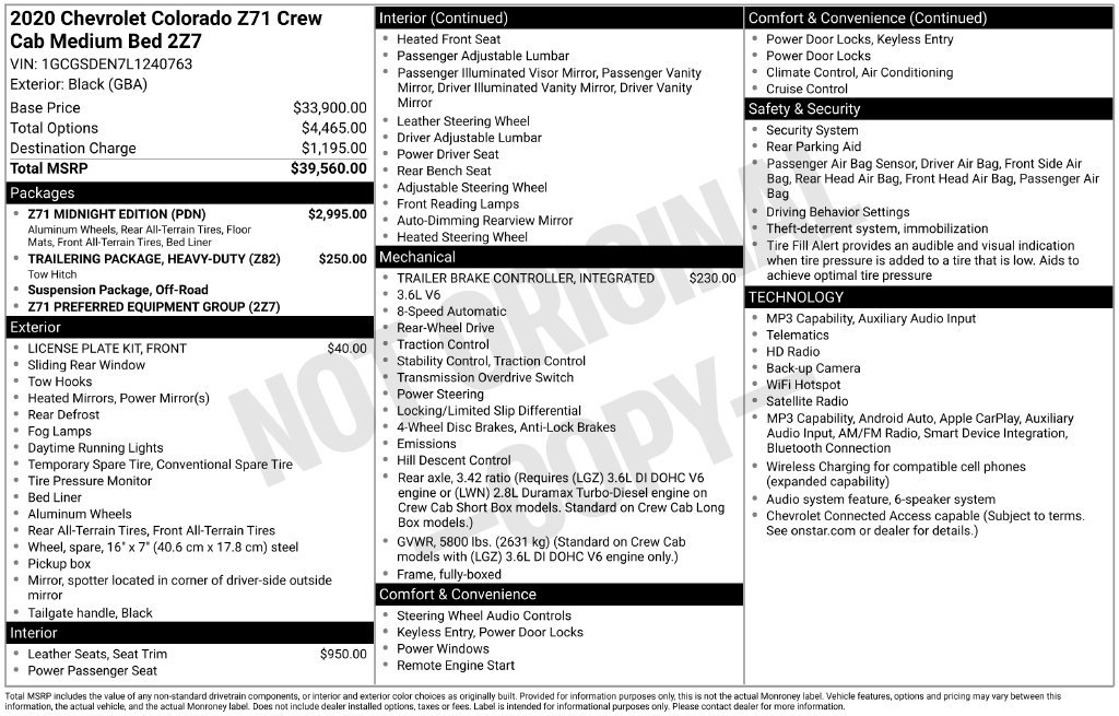 Used 2020 Chevrolet Colorado 2WD Z71 Truck