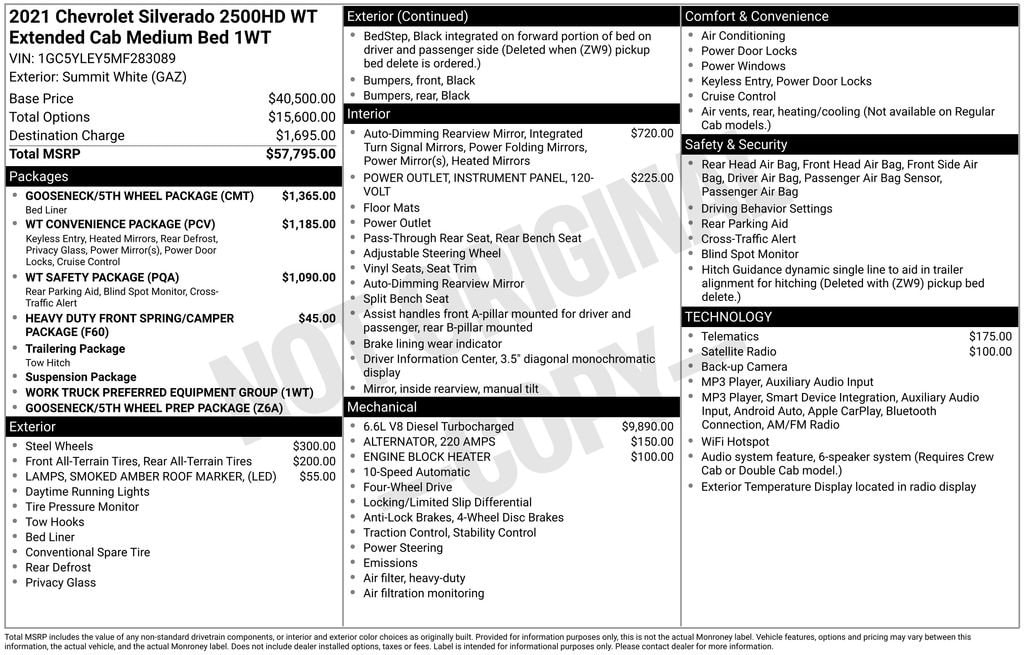 Used 2021 Chevrolet Silverado 2500 HD Work Truck Truck