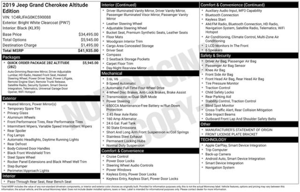 Used 2019 Jeep Grand Cherokee Altitude SUV