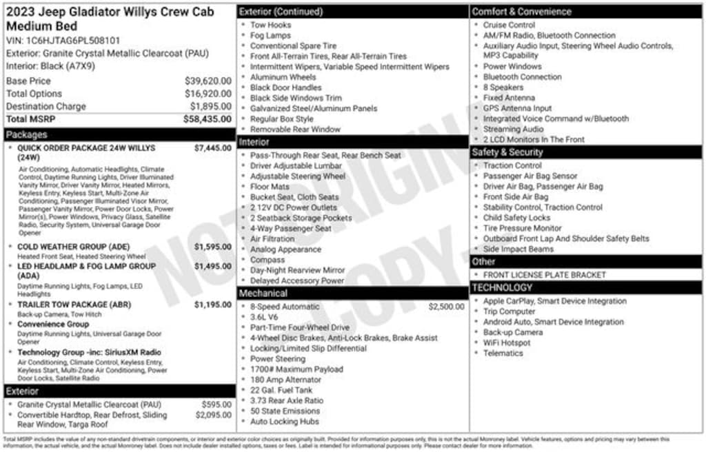 Used 2023 Jeep Gladiator Willys Truck