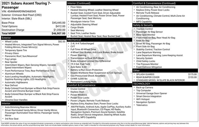 2021 Subaru Ascent Touring's photo