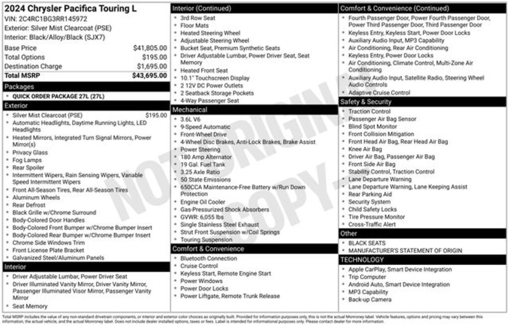 Used 2024 Chrysler Pacifica Touring L Minivan/Van