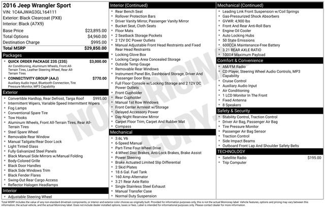 2016 Jeep Wrangler SUV 