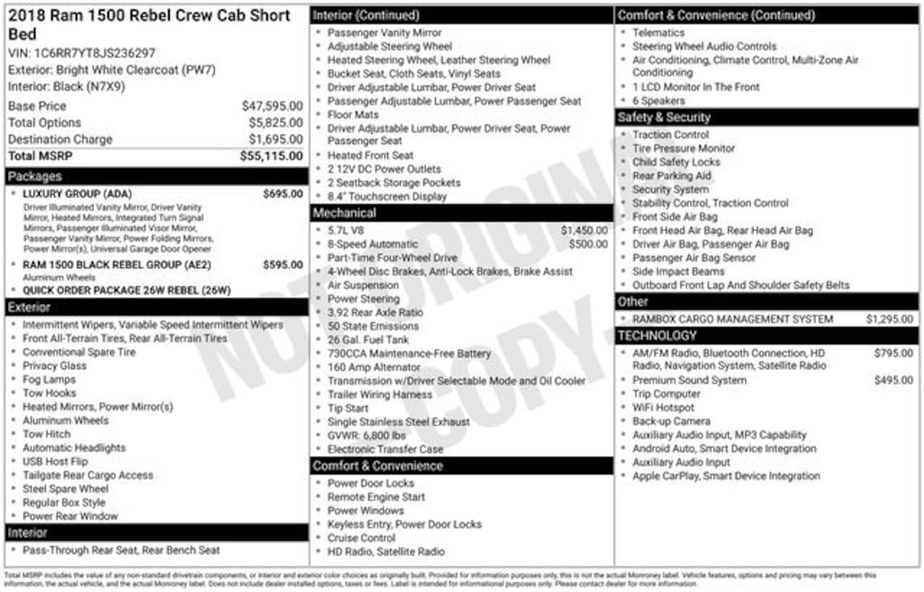 Used 2018 Ram 1500 Rebel Truck