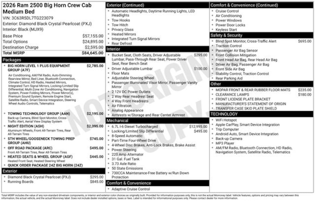 New 2026 Ram 2500 Big Horn Pickup