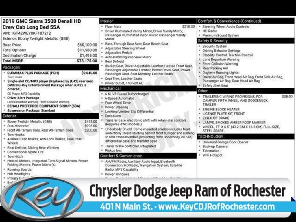 Used 2019 GMC Sierra 3500HD Denali Truck Crew Cab