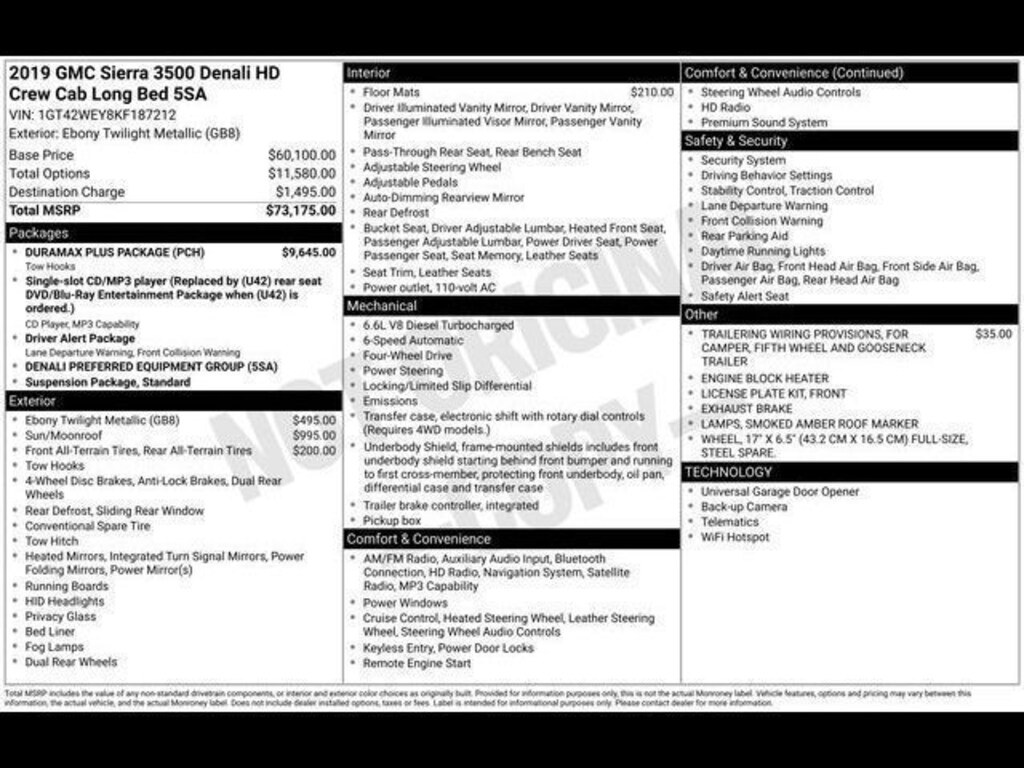 Used 2019 GMC Sierra 3500HD Denali Truck Crew Cab