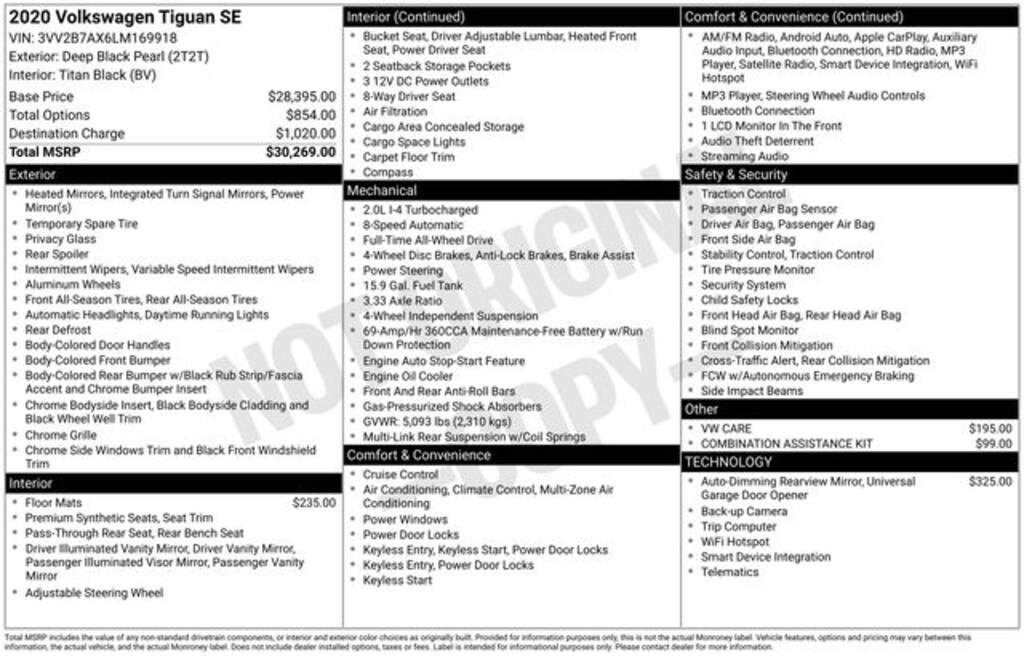 Used 2020 Volkswagen Tiguan 2.0T SE SUV