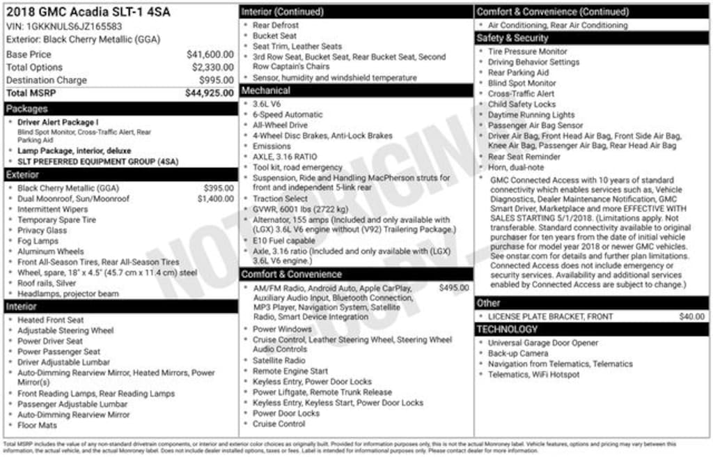 Used 2018 GMC Acadia SLT-1 SUV