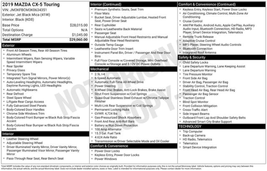 Used 2019 Mazda Mazda CX-5 Touring SUV