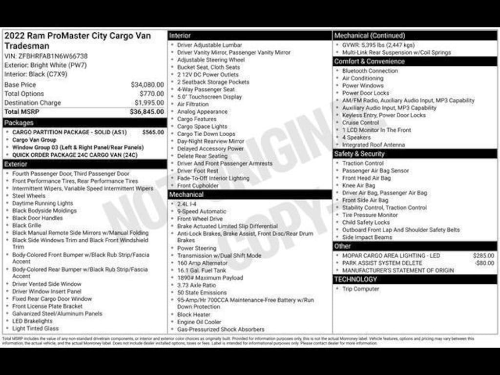 Used 2022 Ram ProMaster City Base Wagon Wagon