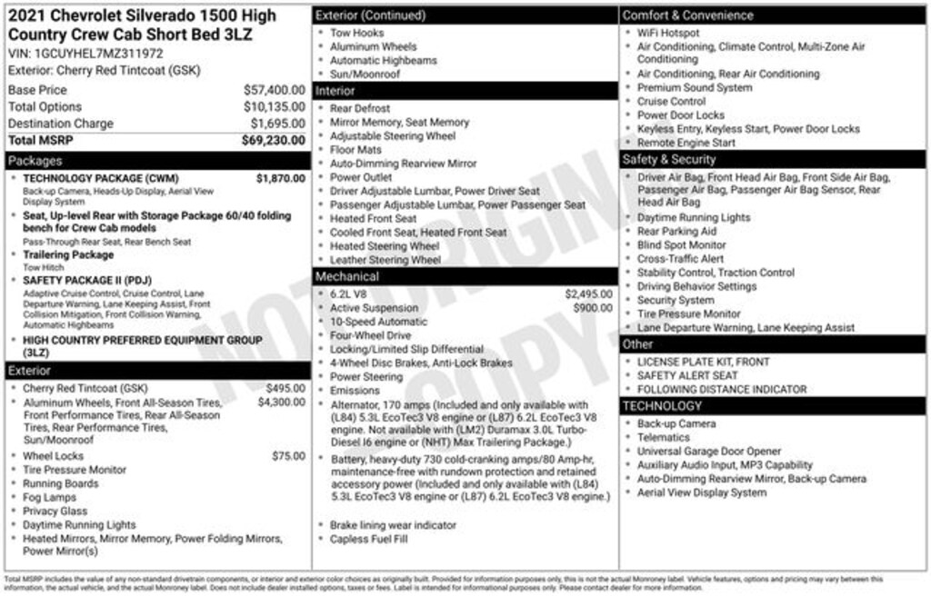 Used 2021 Chevrolet Silverado 1500 High Country Truck Crew Cab