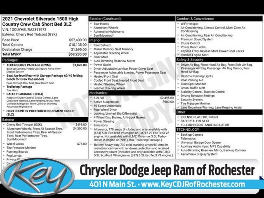 Used 2021 Chevrolet Silverado 1500 High Country Truck Crew Cab