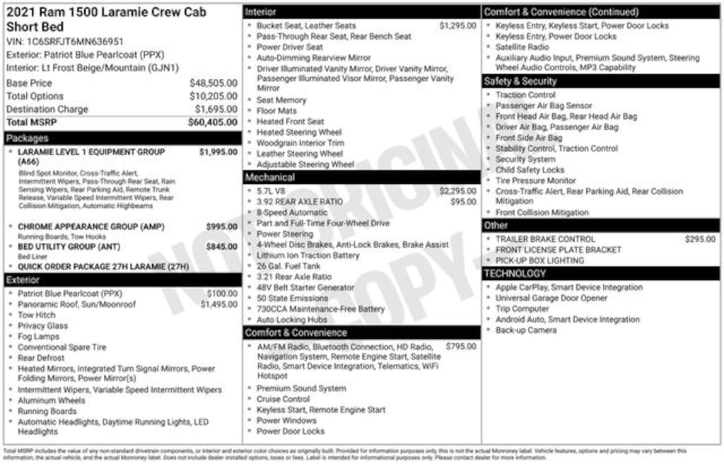 Used 2021 Ram 1500 Laramie Truck Crew Cab