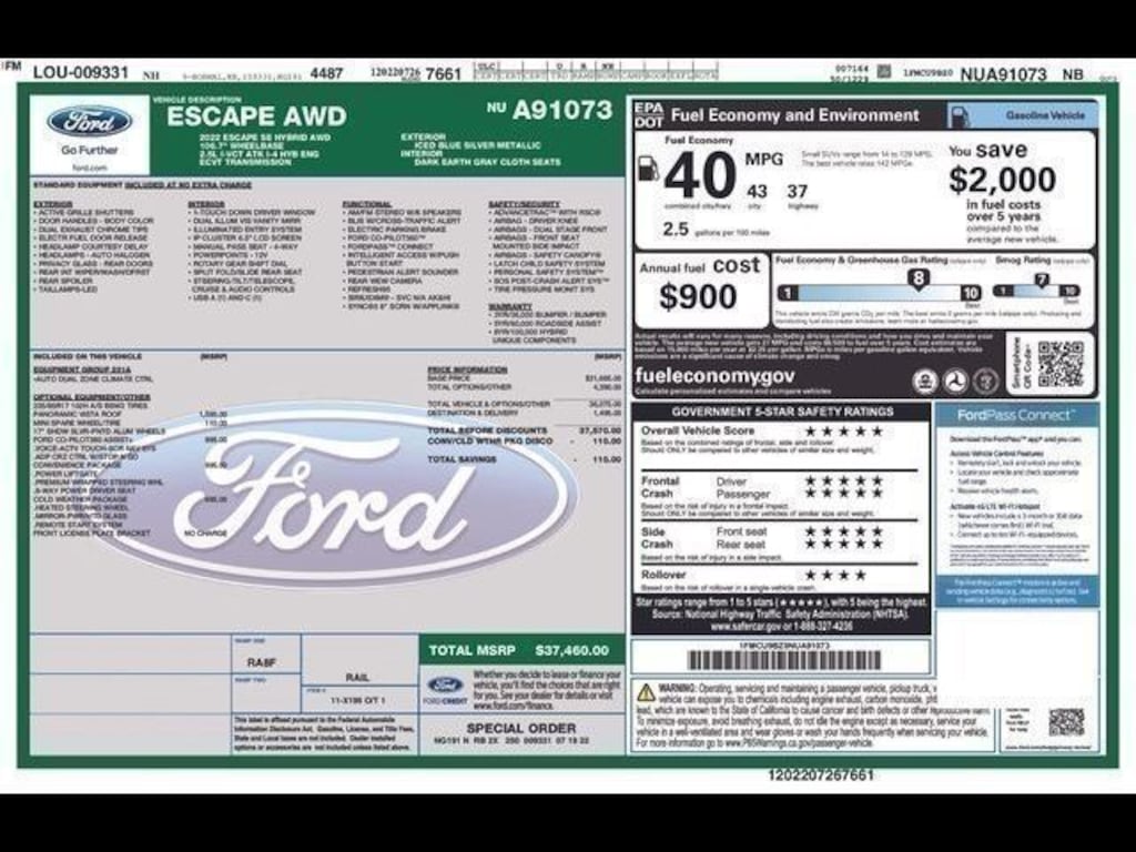 Used 2022 Ford Escape SE Hybrid SUV