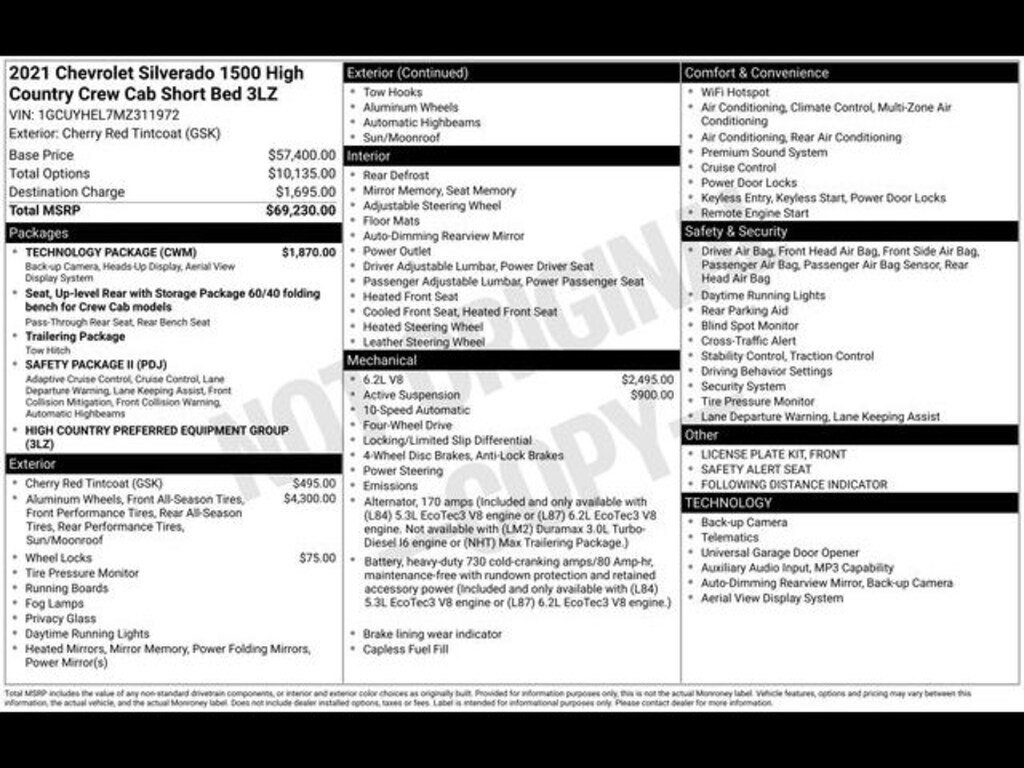 Used 2021 Chevrolet Silverado 1500 High Country Truck Crew Cab