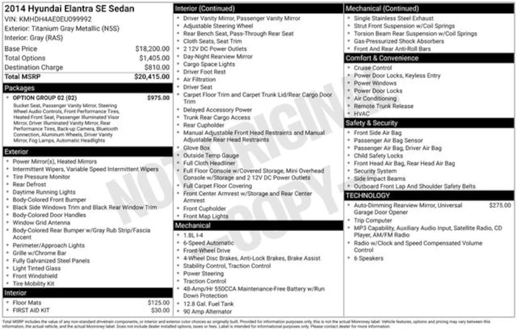 Used 2014 Hyundai Elantra SE Sedan