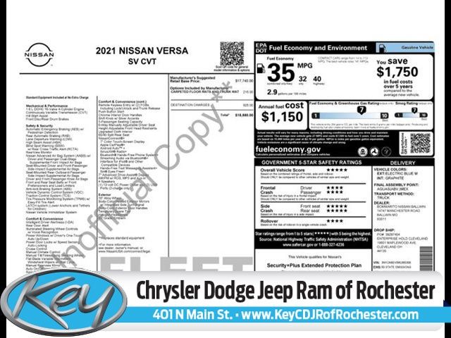 2021 Nissan Versa Sedan SV