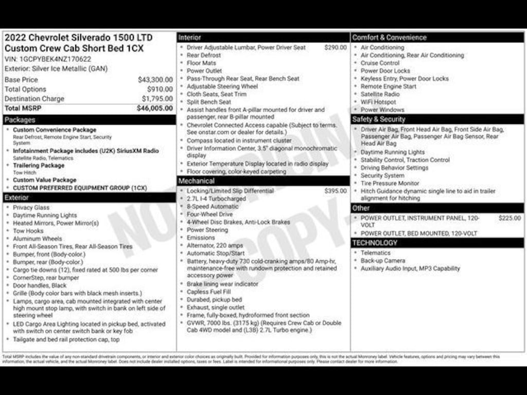 Used 2022 Chevrolet Silverado 1500 LTD Custom Truck Crew Cab
