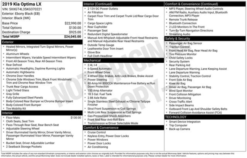 Used 2019 Kia Optima LX Sedan