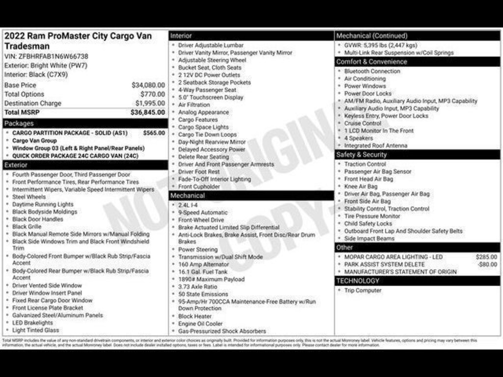 Used 2022 Ram ProMaster City Base Wagon Wagon