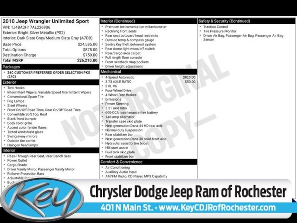 Used 2010 Jeep Wrangler Unlimited Unlimited Sport SUV