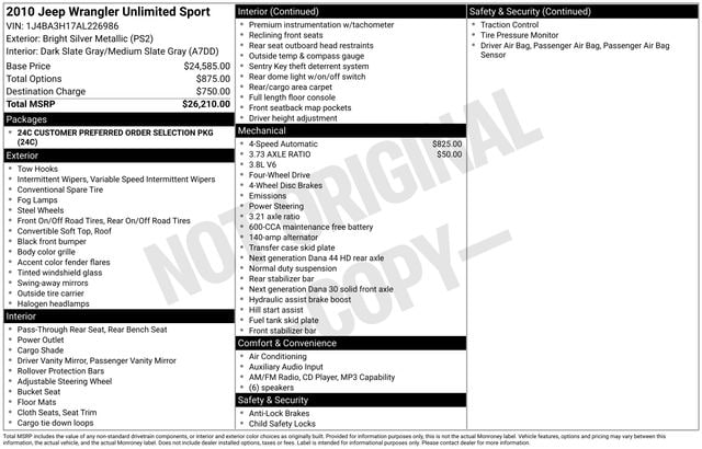 2010 Jeep Wrangler Unlimited Sport's photo