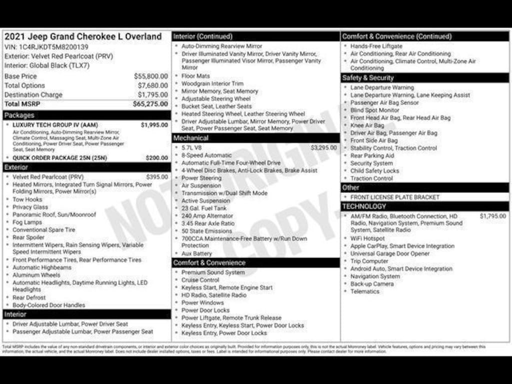 Used 2021 Jeep Grand Cherokee L Overland SUV