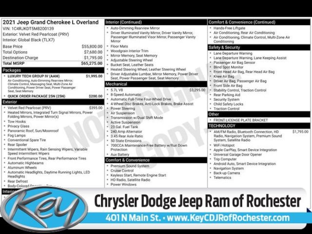 Used 2021 Jeep Grand Cherokee L Overland SUV