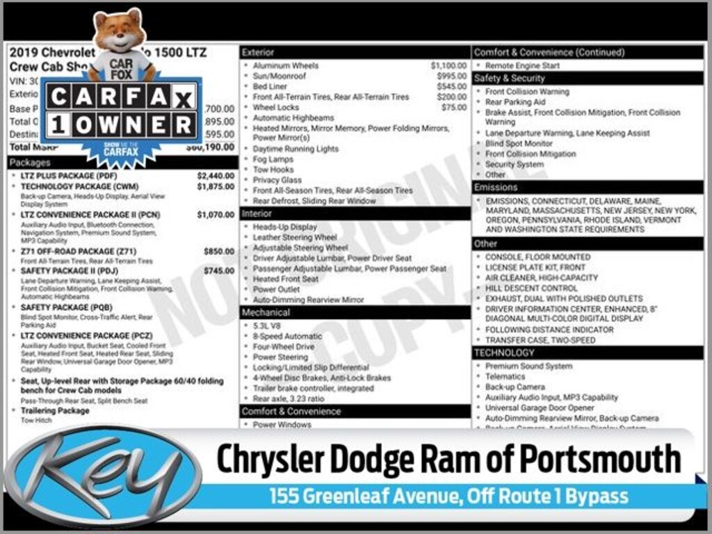 Used 2019 Chevrolet Silverado 1500 LTZ Truck Crew Cab