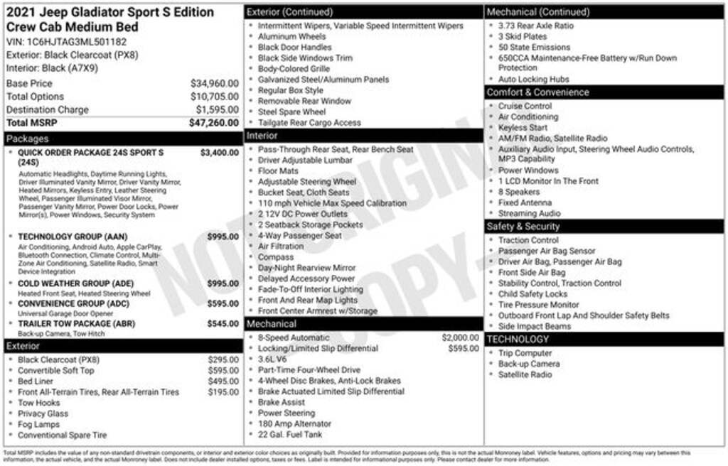 Used 2021 Jeep Gladiator Sport Truck Crew Cab