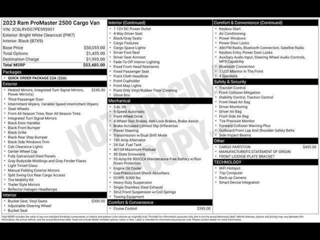 Used 2023 Ram ProMaster 2500 High Roof Van Cargo Van