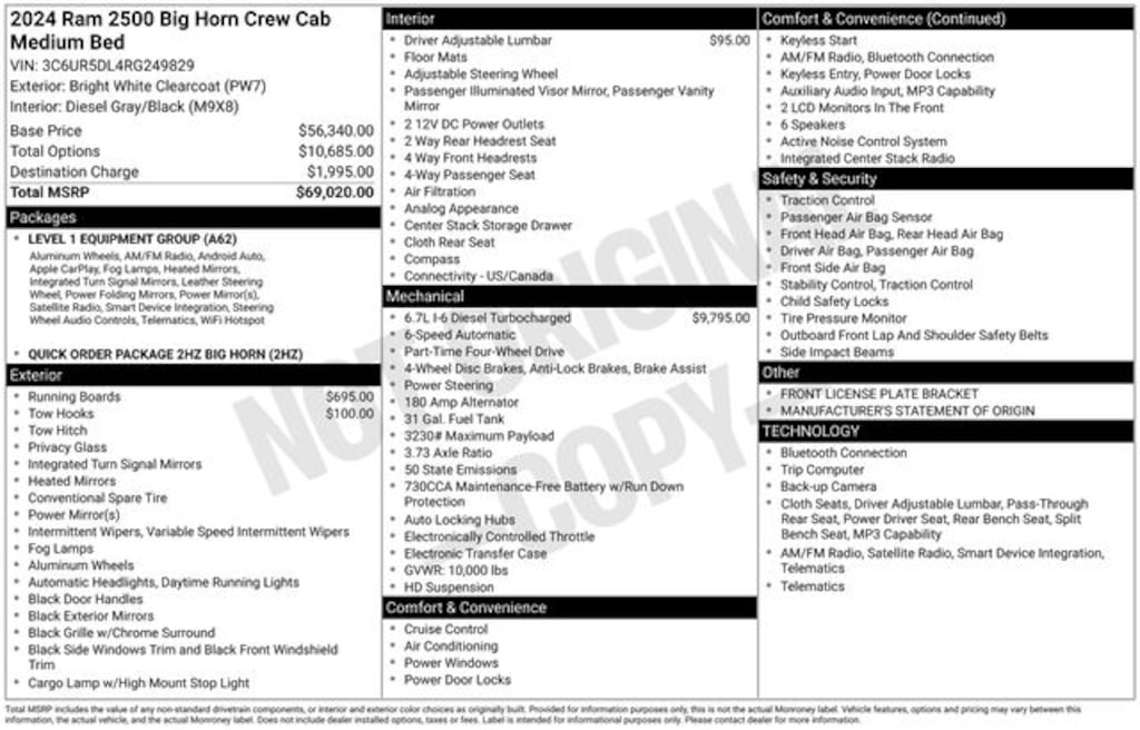 Used 2024 Ram 2500 Big Horn Truck Crew Cab