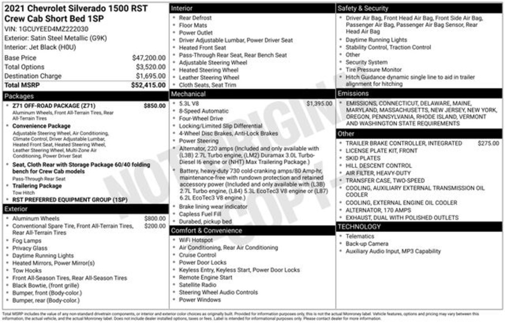 Used 2021 Chevrolet Silverado 1500 RST Truck Crew Cab