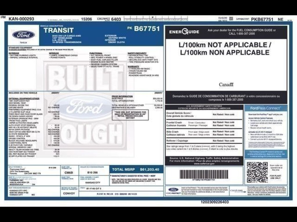 Used 2023 Ford Transit-250 Cargo Base Van Low Roof Van