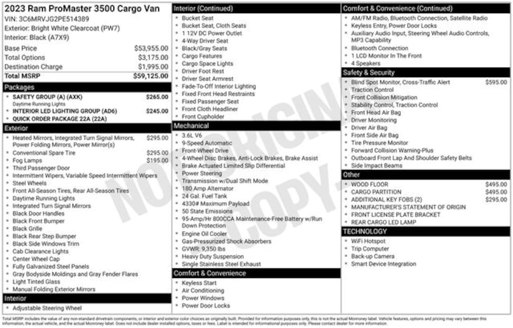 Used 2023 Ram ProMaster 3500 High Roof Van Extended Cargo Van