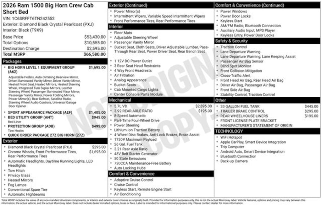 New 2026 Ram 1500 Big Horn/Lone Star Pickup
