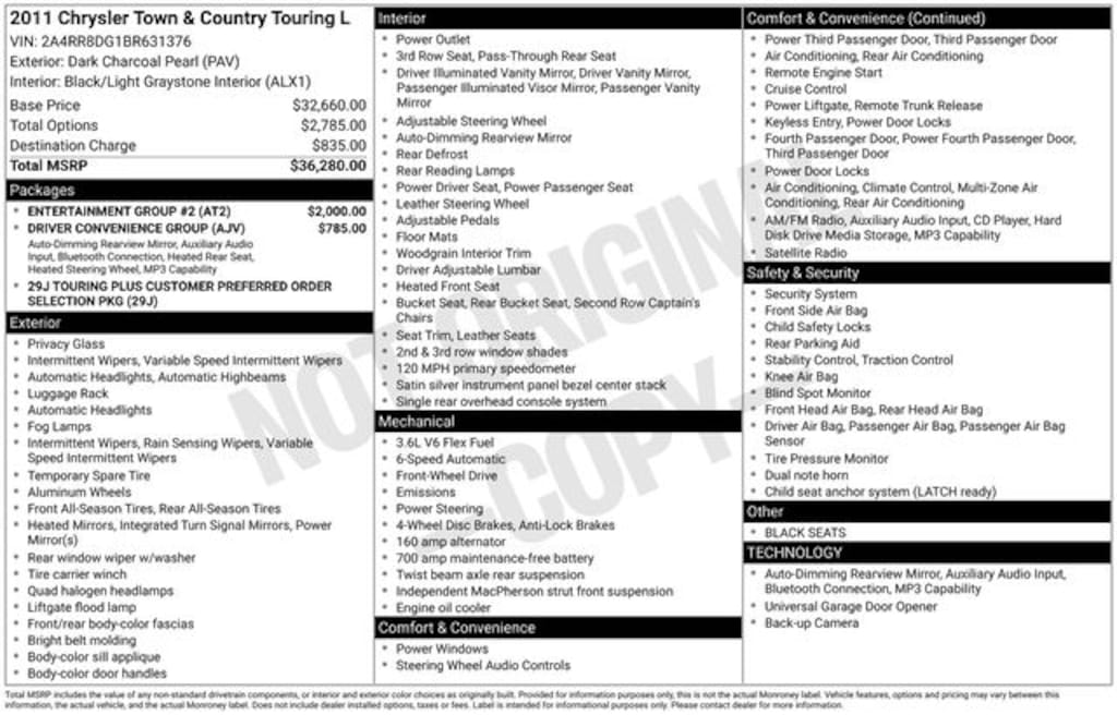 Used 2011 Chrysler Town & Country Touring-L Van LWB Passenger Van