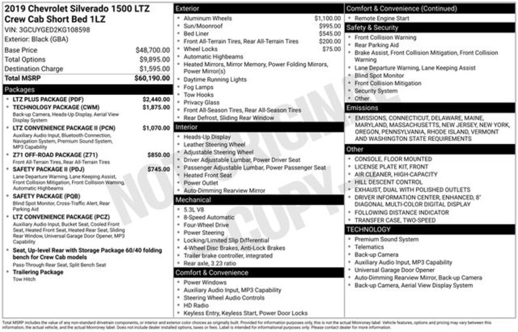 Used 2019 Chevrolet Silverado 1500 LTZ Truck Crew Cab